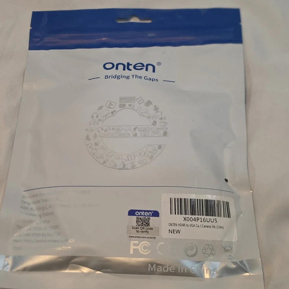 Onten HDMI to VGA Cable 1.8m Black New OTN-5167S Adapter 1080p Full HD